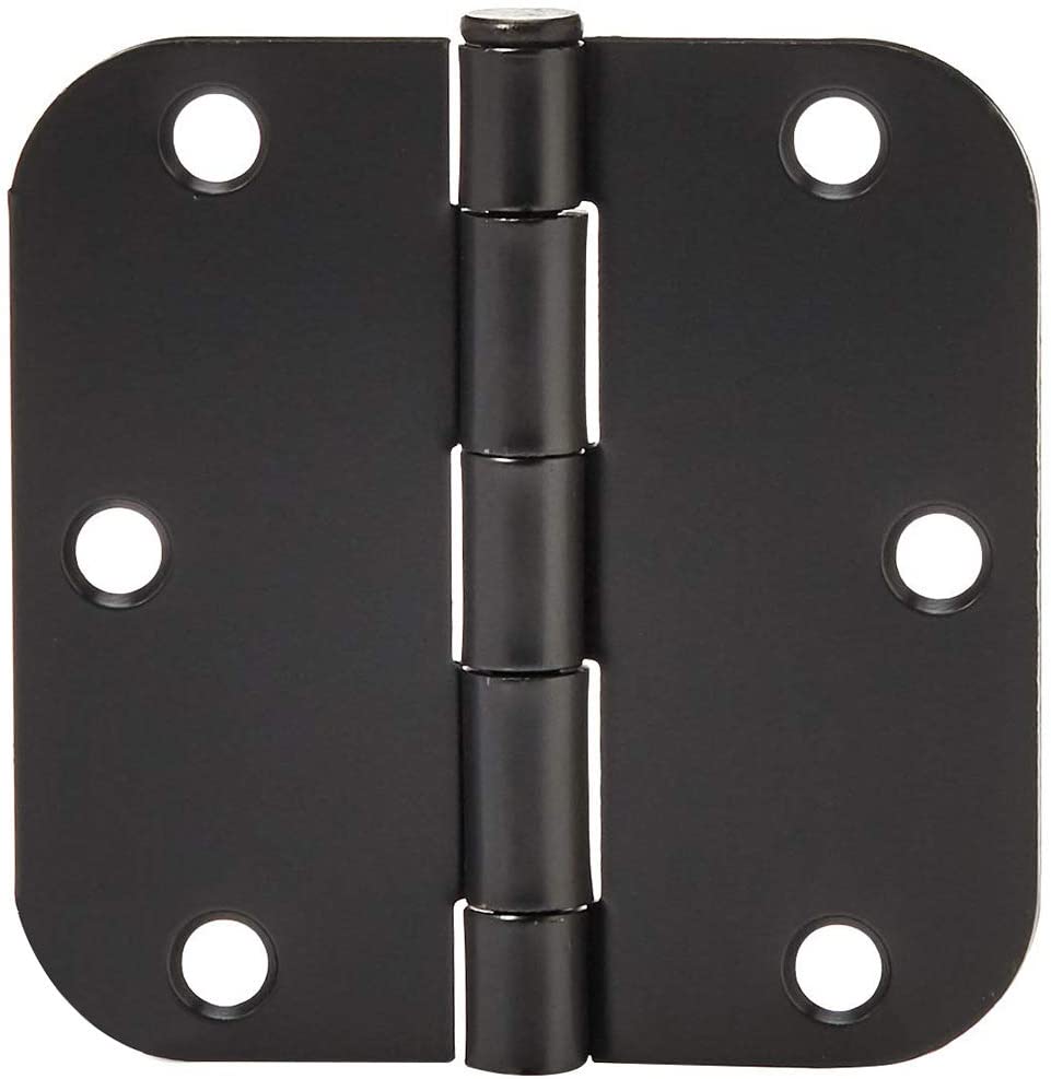 Rounded 3.5 Inch x 3.5 Inch Door Hinges, 18 Pack, Matte Black